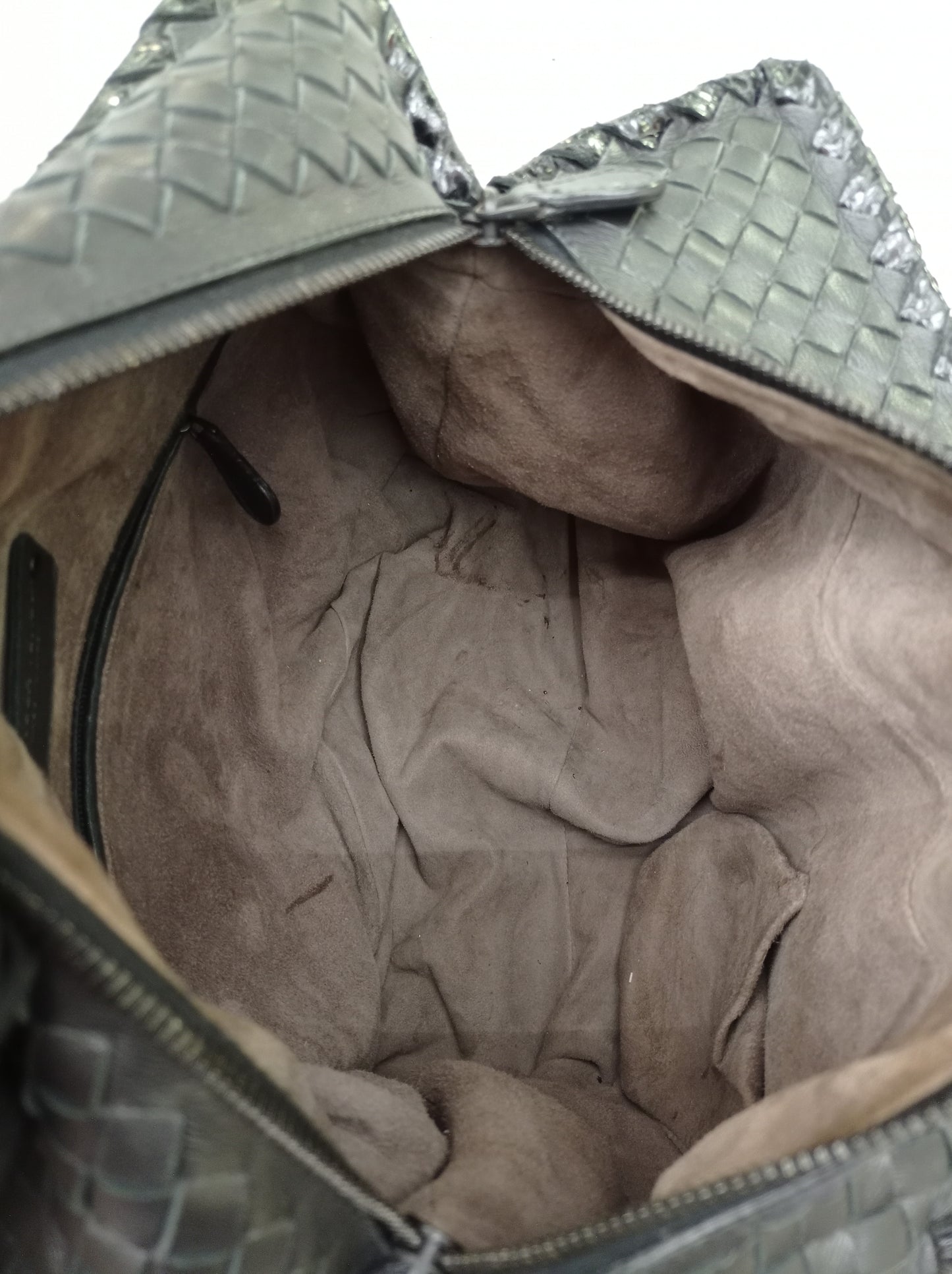 Bottega Veneta Nappa Intrecciato Ayers Brick Tote Black Snake Skin RHW