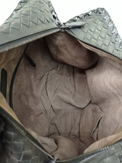 Bottega Veneta Nappa Intrecciato Ayers Brick Tote Black Snake Skin RHW
