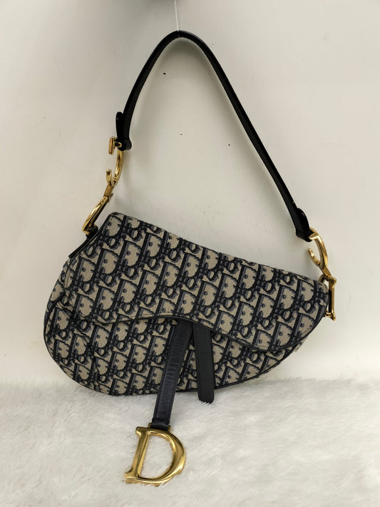 Dior Saddle Medium Oblique Navy GHW 2018