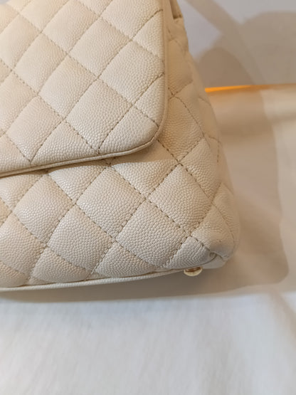 Chanel Coco Handle Medium Caviar Ivory GHW #24