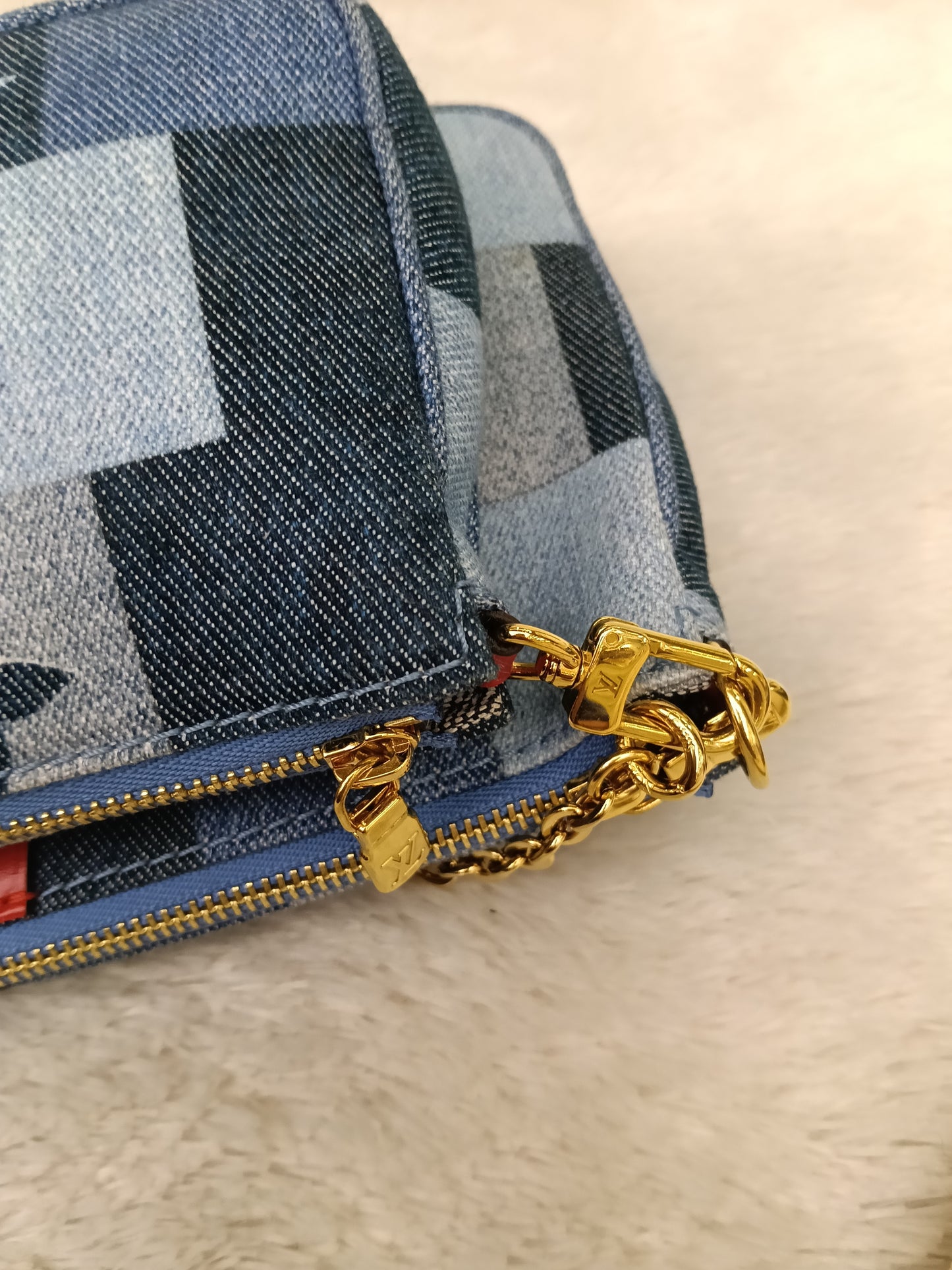LV Multi Pochette Accessories Monogram Denim Blue Rouge 2019