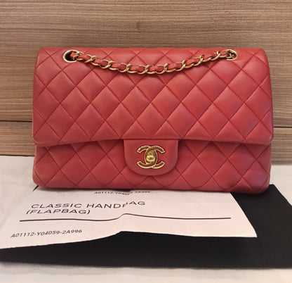 Chanel Medium Lamb Red GHW DF #22